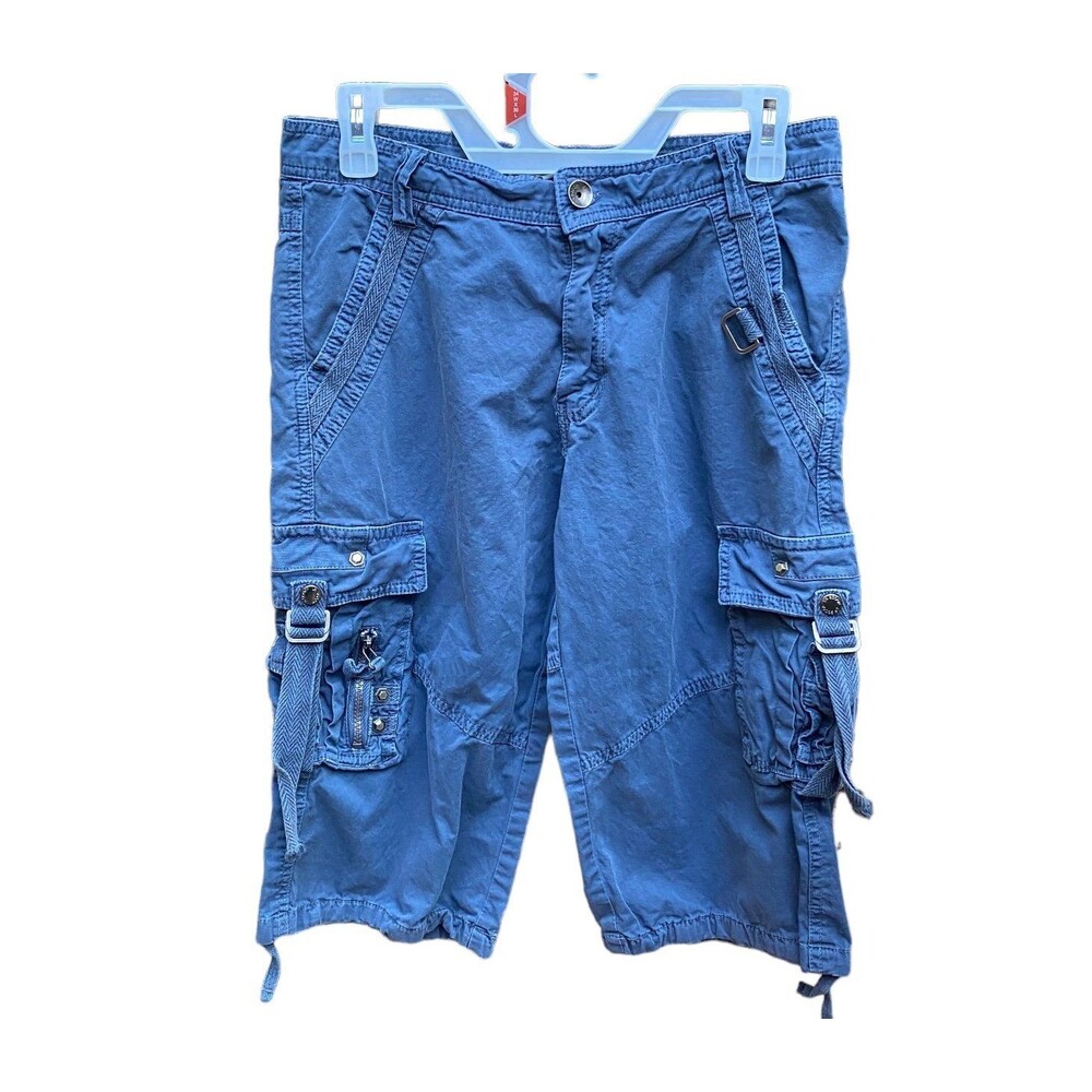 90s y2k Lr scoop blue multi-pocket cargo cotton shorts classic size W30